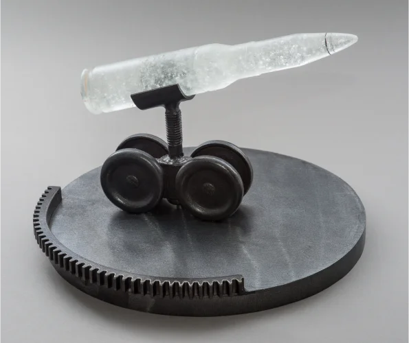 Caliber, Glass and Steel, 8 x 10 x 10 inch, 2015
