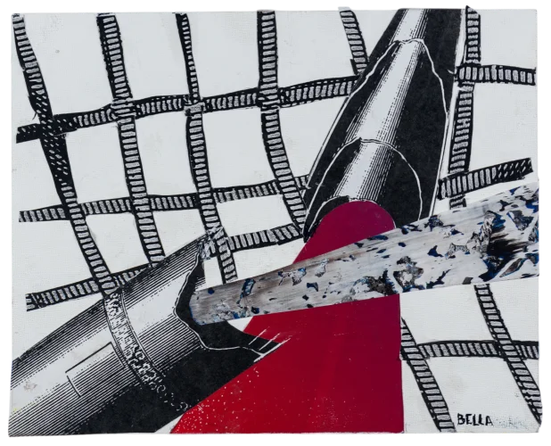 Friendly Fire, Collage, 8 x 10 x 1.5 inch, 2015