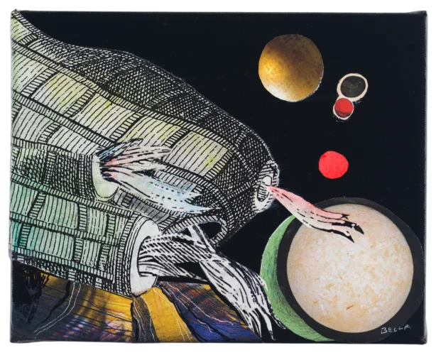 Xeno, Collage, 8 x 10 x 1 inch, 2015