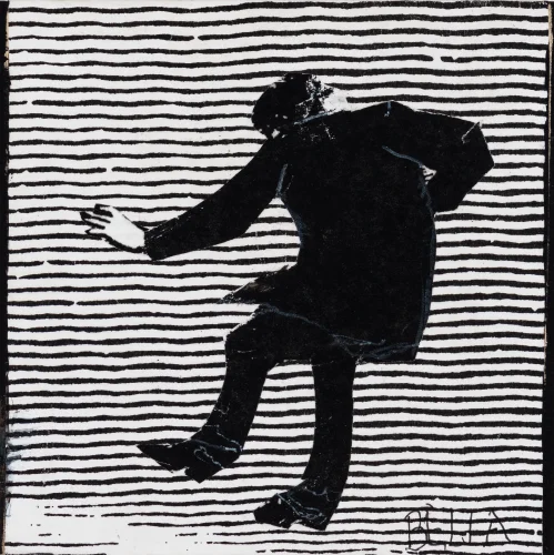 Free Fall, Collage, 5 x 5 x 2 inch, 2023