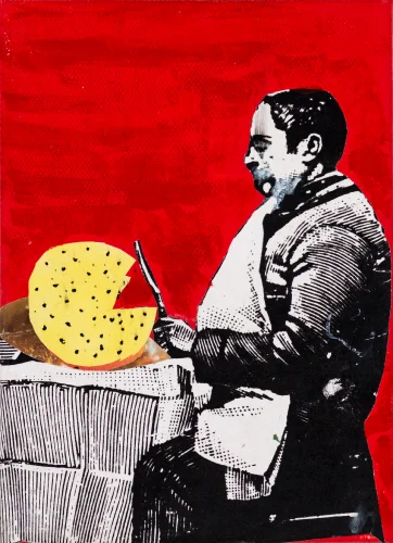 Gouda, Collage, 7 x 5 x 2 inch, 2024