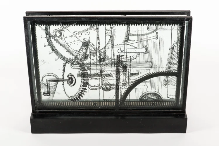 Out of Order 1, Steel and Etched Glass, 15 x 19 x 5 inch, 2012