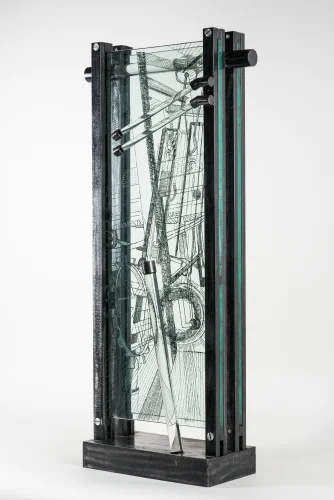 Out of Order 3, Steel and Etched Glass, 34 x 17 x 6 inch, 2010